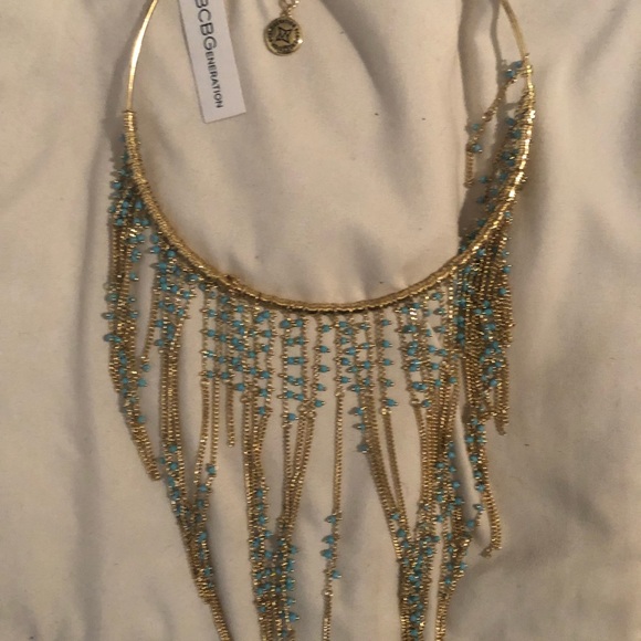 Chain and turquoise statement necklace - Picture 2 of 2